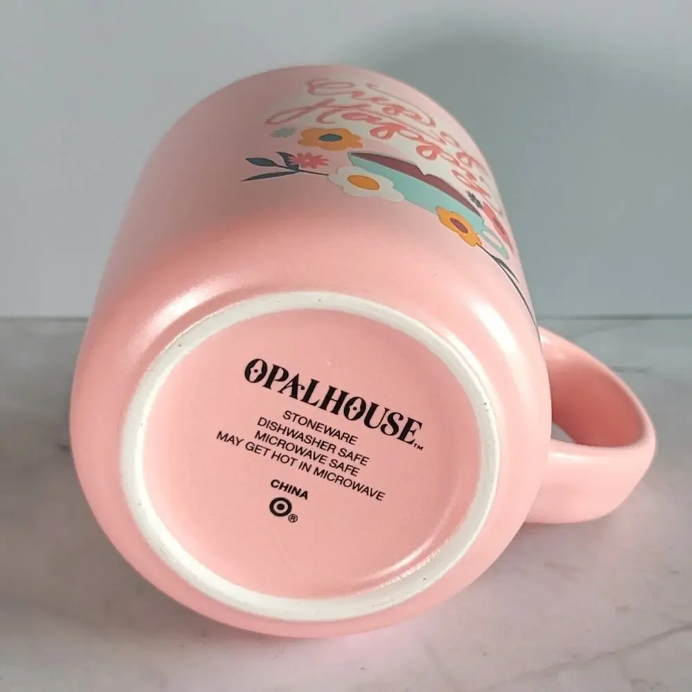 Pink CUP OF HAPPY Stoneware Coffee Mug by Opal House for Target 16 oz 2022